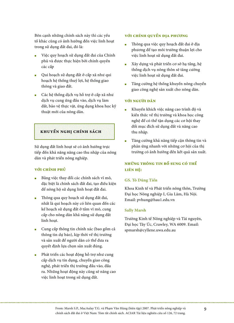 image for page Phát triển nông nghiệp và chính sách đất đai ở việt nam Tóm tắt chính sách