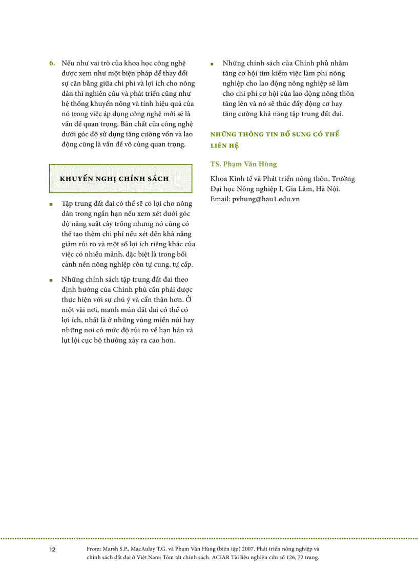 image for page Phát triển nông nghiệp và chính sách đất đai ở việt nam Tóm tắt chính sách