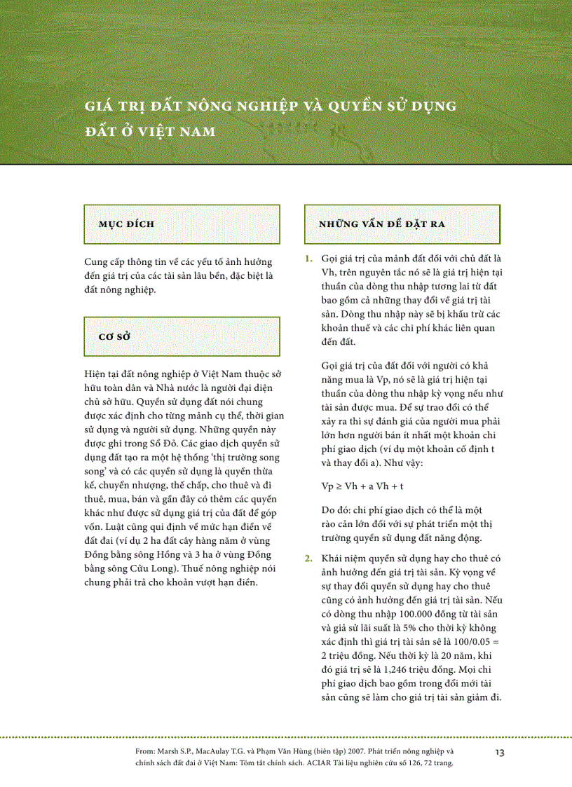 image for page Phát triển nông nghiệp và chính sách đất đai ở việt nam Tóm tắt chính sách