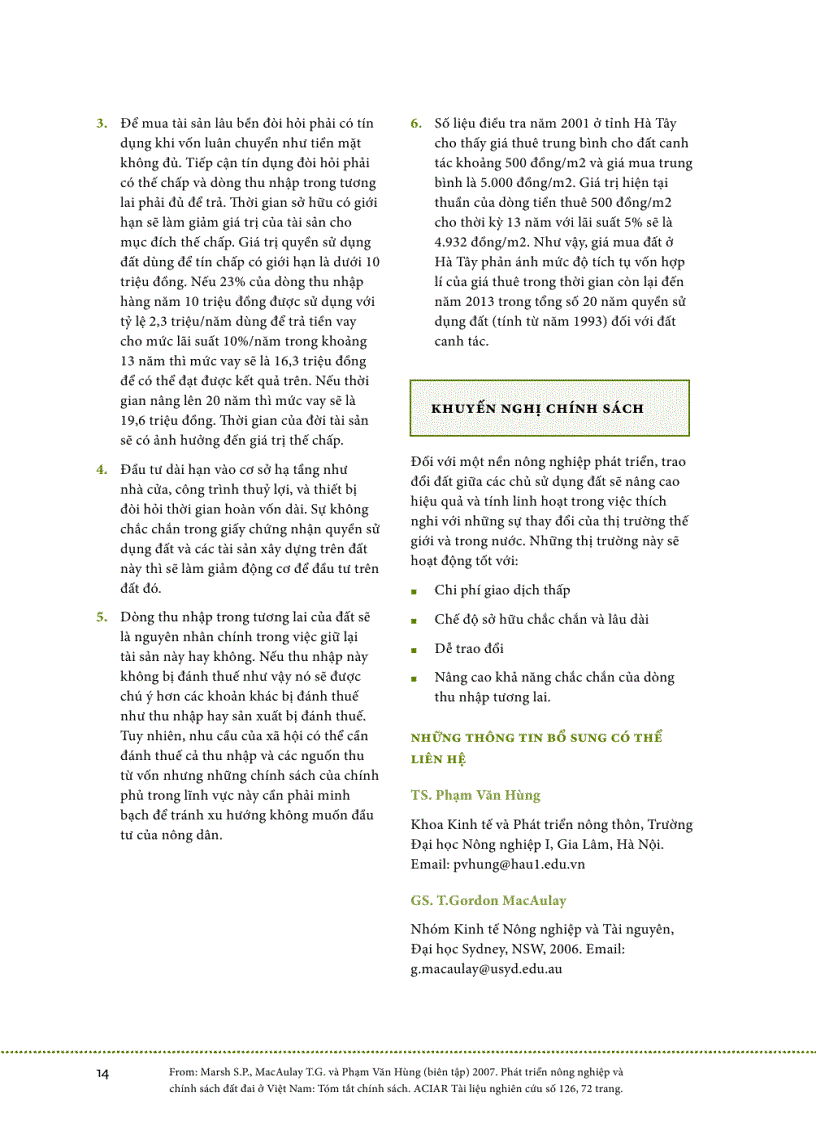 image for page Phát triển nông nghiệp và chính sách đất đai ở việt nam Tóm tắt chính sách
