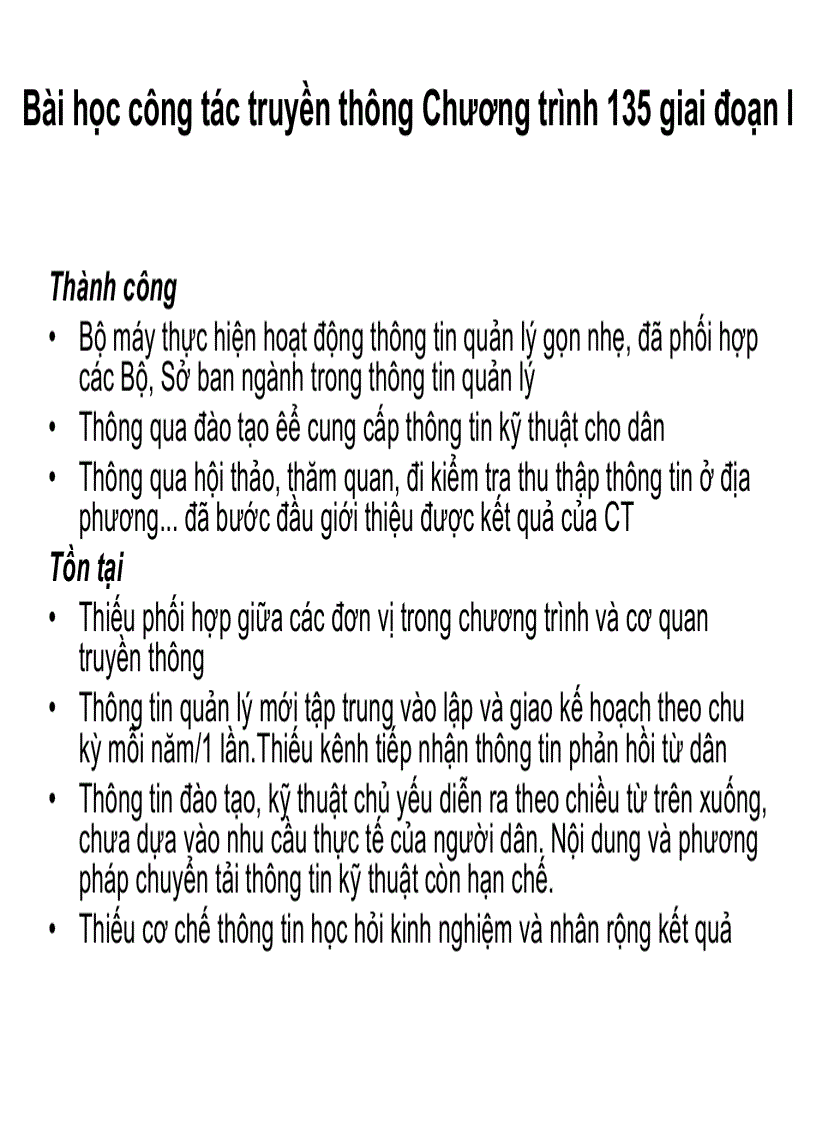 image for page Báo cáo đánh giá nhu cầu năng lựctruyền thông của các bên tham gia Chương trình 135