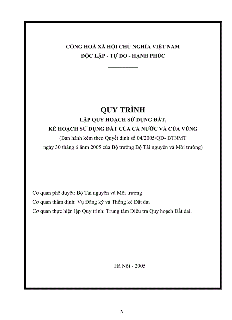 image for page Quy trình lập quy hoạch sử dụng đất kế hoạch sử dụng đất của cả nước và của vùng
