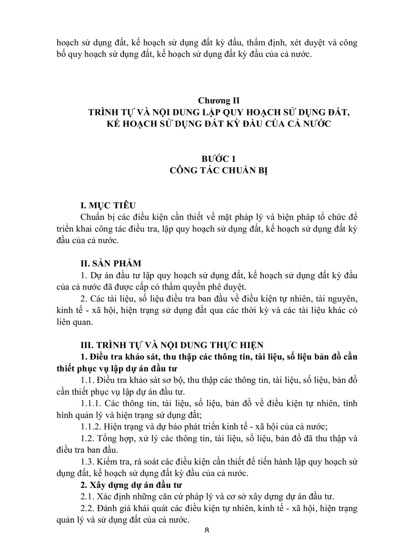 image for page Quy trình lập quy hoạch sử dụng đất kế hoạch sử dụng đất của cả nước và của vùng