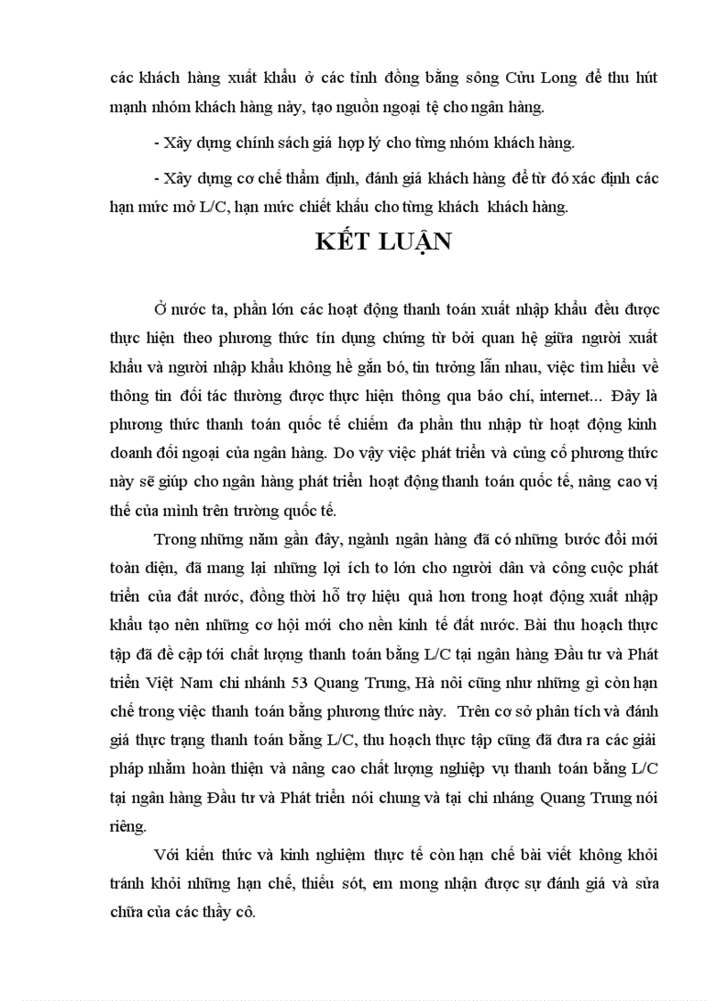 image for page NH335 Thực trạng thanh toán bằng L C tại Ngân hàng đầu tư và phát triển Việt Nam chi nhánh Quang Trung