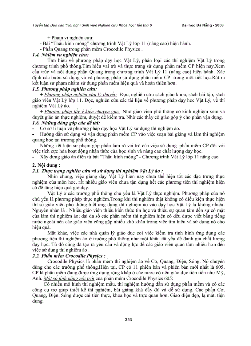 image for page Ứng dụng phần mềm crocodile physics vào thiết kế bài giảng bài thấu kính mỏng chương trình vật lý lớp 11 nâng cao