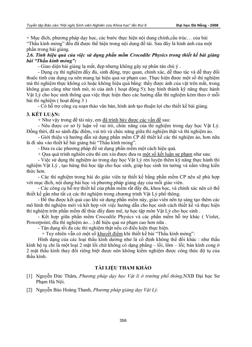 image for page Ứng dụng phần mềm crocodile physics vào thiết kế bài giảng bài thấu kính mỏng chương trình vật lý lớp 11 nâng cao