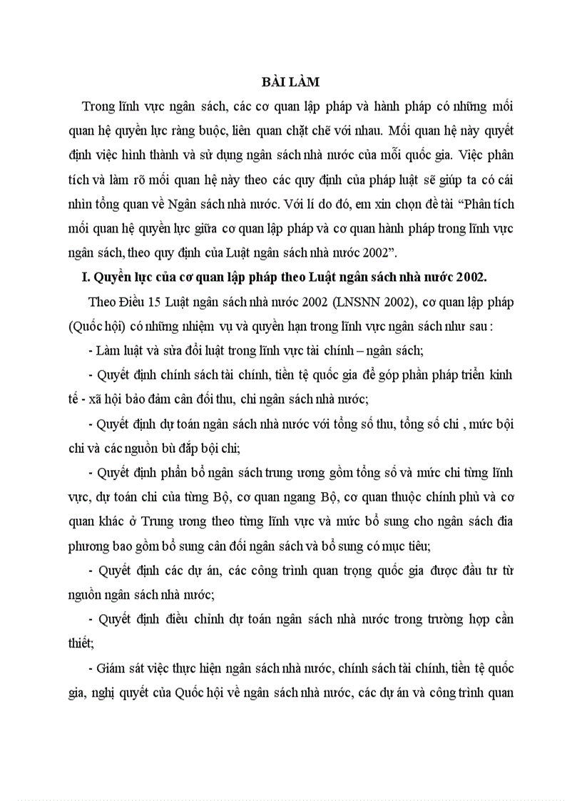image for page Phân tích mối quan hệ quyền lực giữa cơ quan lập pháp và cơ quan hành pháp trong lĩnh vực ngân sách theo quy định của Luật ngân sách nhà nước 2002