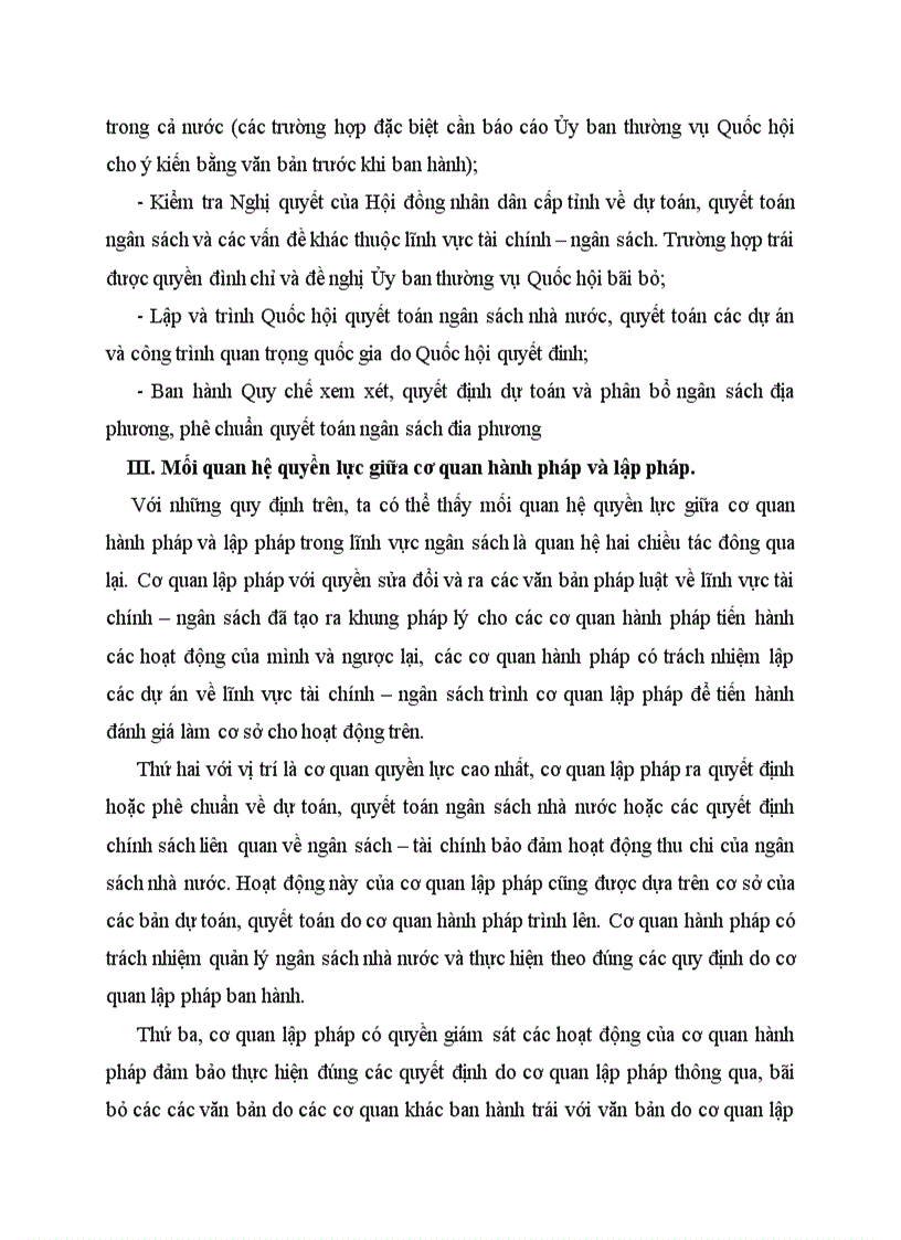 image for page Phân tích mối quan hệ quyền lực giữa cơ quan lập pháp và cơ quan hành pháp trong lĩnh vực ngân sách theo quy định của Luật ngân sách nhà nước 2002
