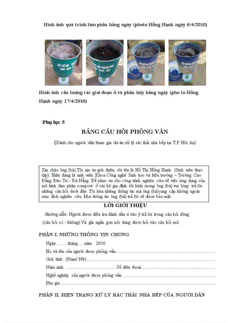 image for page Xây dựng quy trình làm phân compost từ rác thải hữu cơ quy mô hộ gia đình tại TP Hội An Tỉnh Quảng Nam