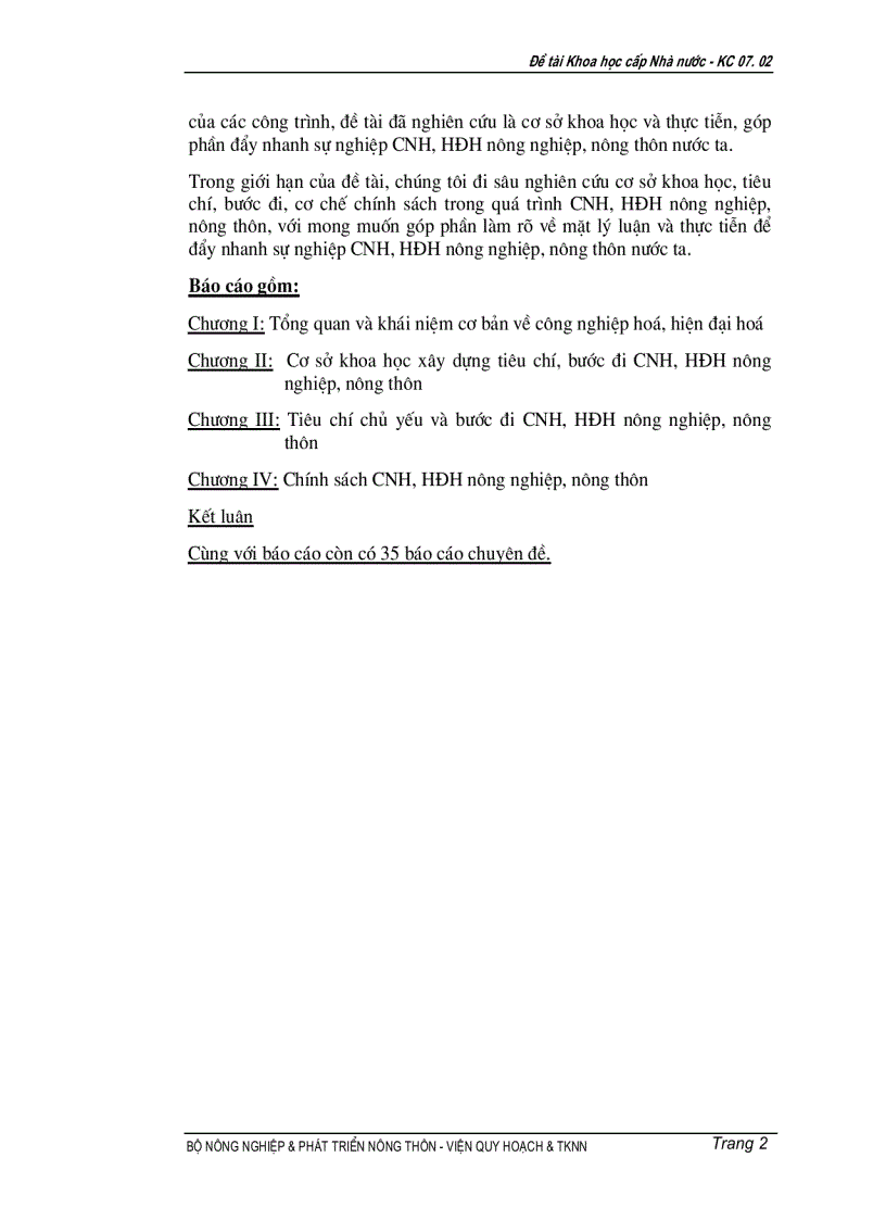 image for page Nghiên cứu cơ sở khoa học để xây dựng tiêu chí bước đi cơ chế chính sách trong quá trình công nghiệp hóa hiện đại hóa nông nghiệp nông thôn