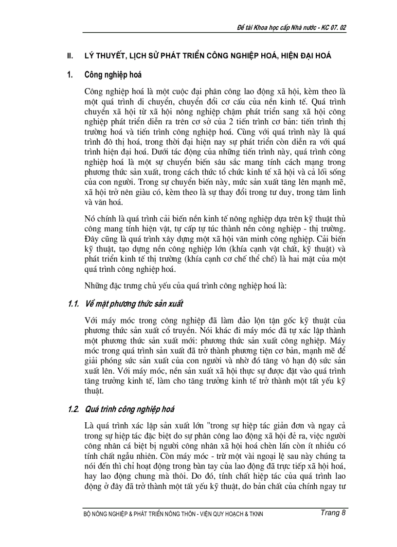 image for page Nghiên cứu cơ sở khoa học để xây dựng tiêu chí bước đi cơ chế chính sách trong quá trình công nghiệp hóa hiện đại hóa nông nghiệp nông thôn