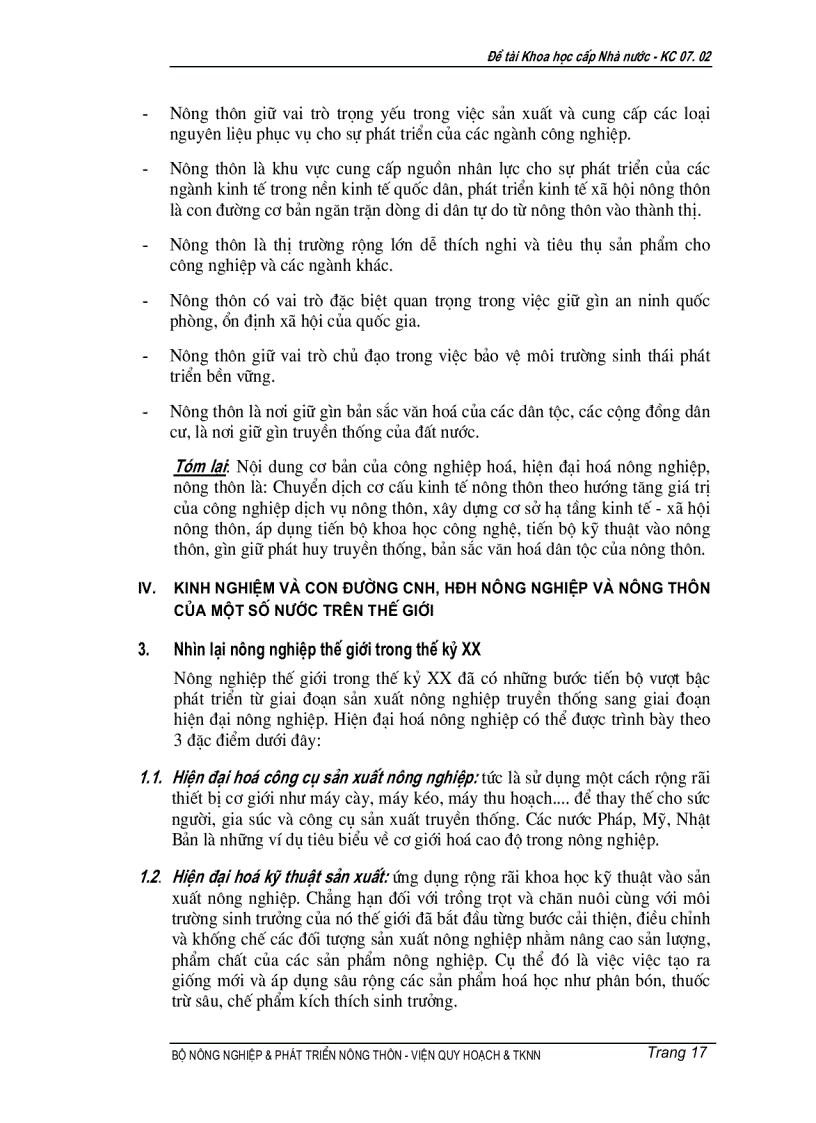 image for page Nghiên cứu cơ sở khoa học để xây dựng tiêu chí bước đi cơ chế chính sách trong quá trình công nghiệp hóa hiện đại hóa nông nghiệp nông thôn