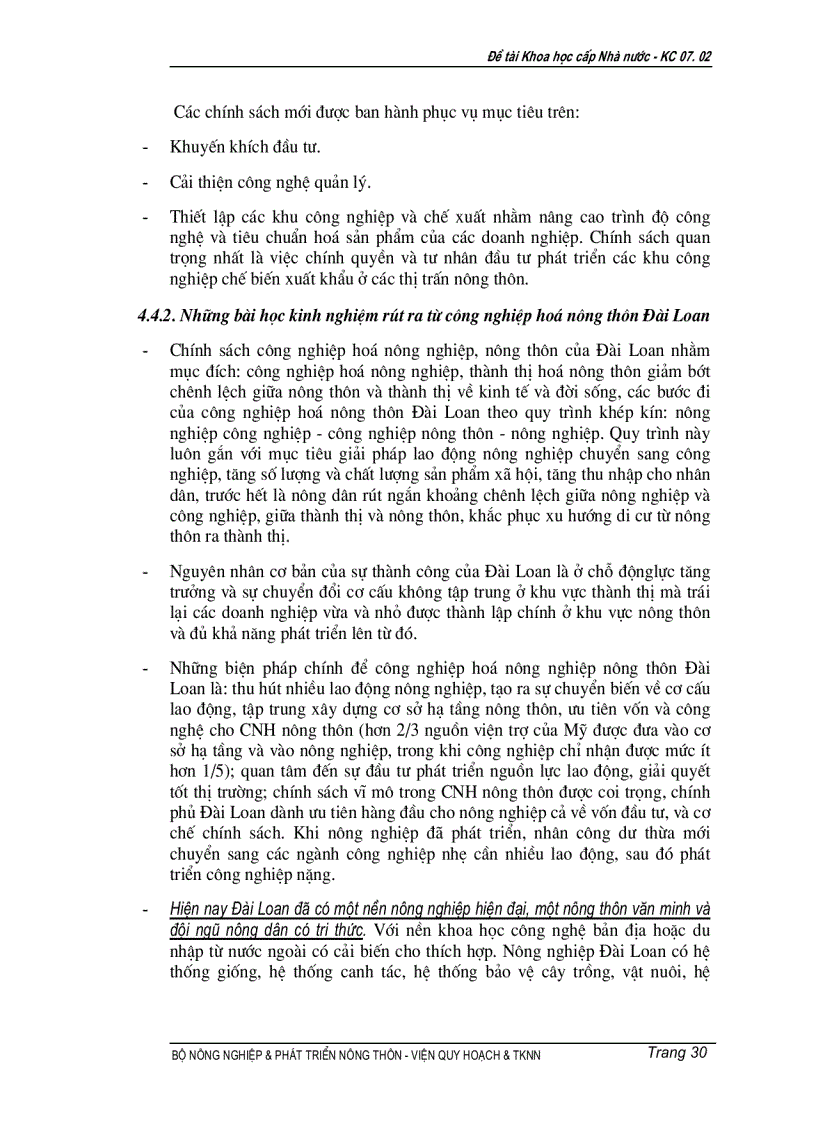 image for page Nghiên cứu cơ sở khoa học để xây dựng tiêu chí bước đi cơ chế chính sách trong quá trình công nghiệp hóa hiện đại hóa nông nghiệp nông thôn