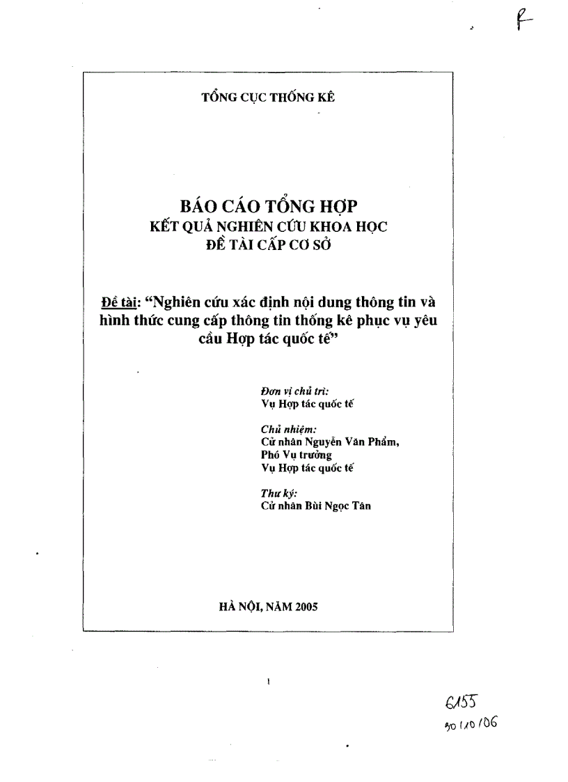 image for page Nghiên cứu xác định nội dung thông tin và hình thức cung cấp thông tin thống kê phục vụ yêu cầu hợp tác Quốc tế