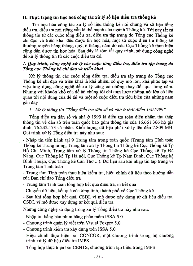 image for page Nghiên cứu và đề xuất công nghệ tin học hóa công tác xử lý số liệu thống kê tháng quý năm do các Cục Thống kê thực hiện