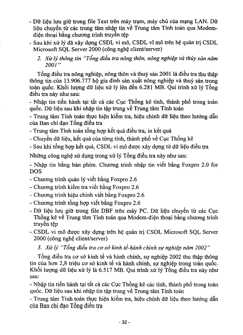 image for page Nghiên cứu và đề xuất công nghệ tin học hóa công tác xử lý số liệu thống kê tháng quý năm do các Cục Thống kê thực hiện