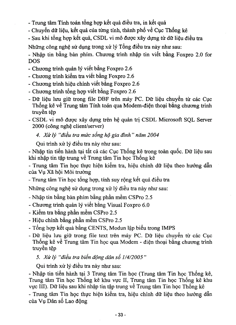 image for page Nghiên cứu và đề xuất công nghệ tin học hóa công tác xử lý số liệu thống kê tháng quý năm do các Cục Thống kê thực hiện