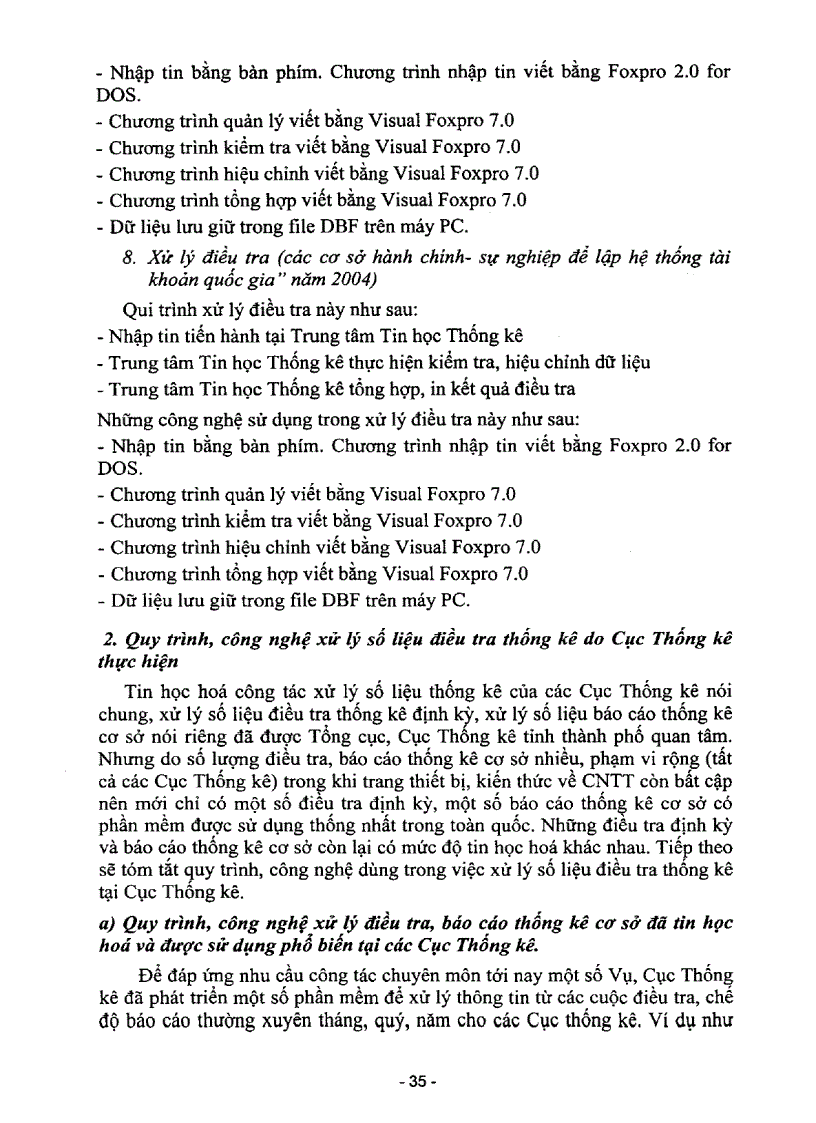 image for page Nghiên cứu và đề xuất công nghệ tin học hóa công tác xử lý số liệu thống kê tháng quý năm do các Cục Thống kê thực hiện