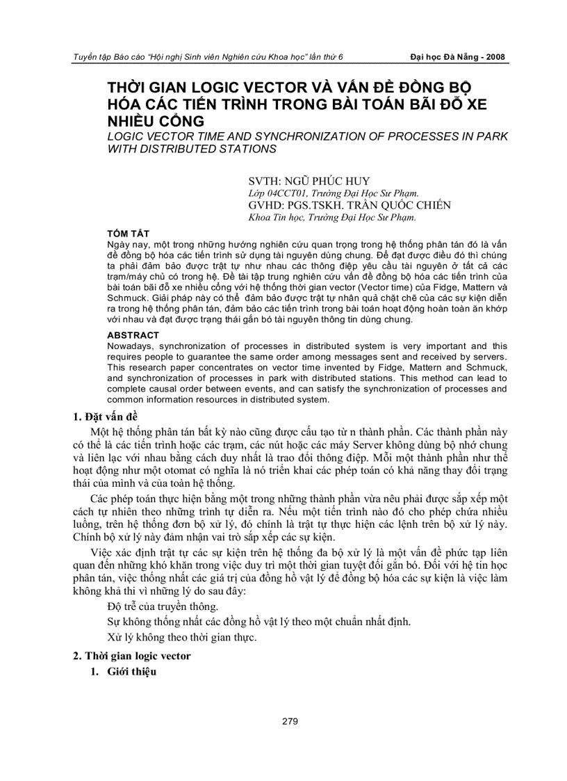 image for page Thời gian logic vector và vấn đề đồng bộ hóa các tiến trình trong bài toán bãi đỗ xe nhiều cổng