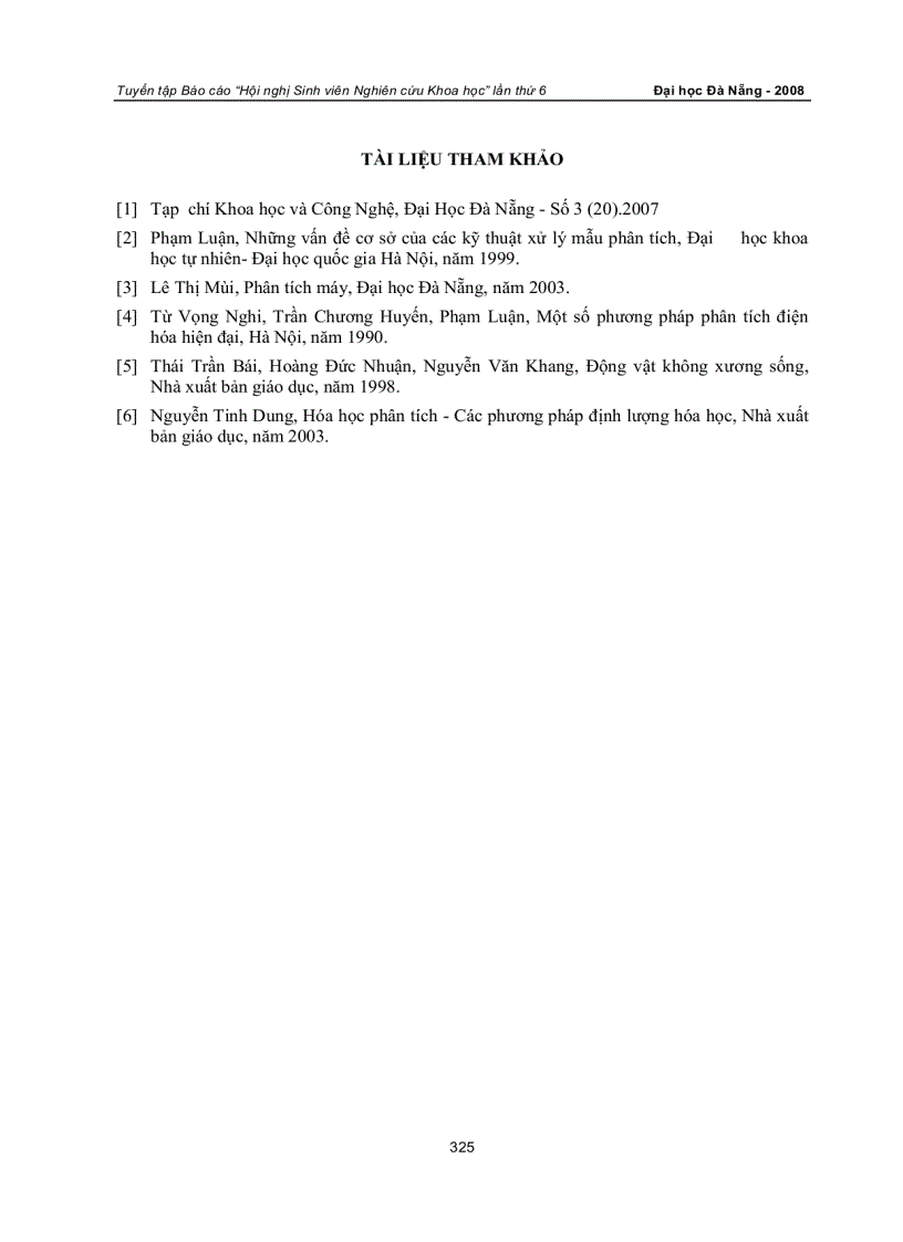 image for page Nghiên cứu xác định hàm lượng kẽm trong một số loài vẹm nghêu và sò vùng biển đà nẵng bằng phương pháp von ampe hòa tan