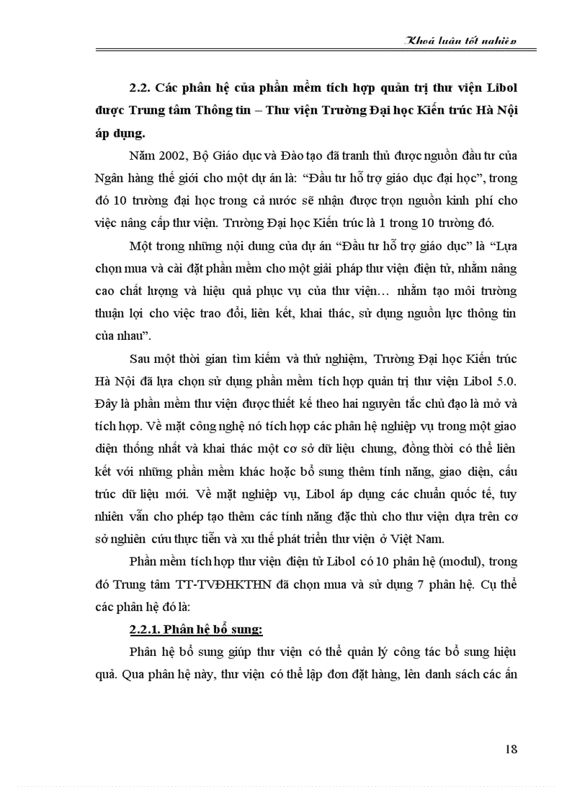 image for page Tìm hiểu quá trình áp dụng phần mềm tích hợp quản trị thư viện Libol tại trung tâm thông tin thư viện trường đại học kiến trúc hà nội