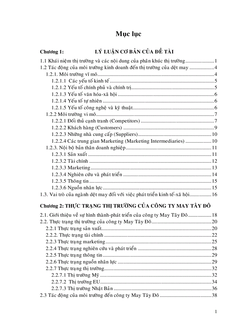 image for page Một số giải pháp góp phần mở rộng thị trường xuất khẩu cho Công ty may Tây Đô đến năm 2010