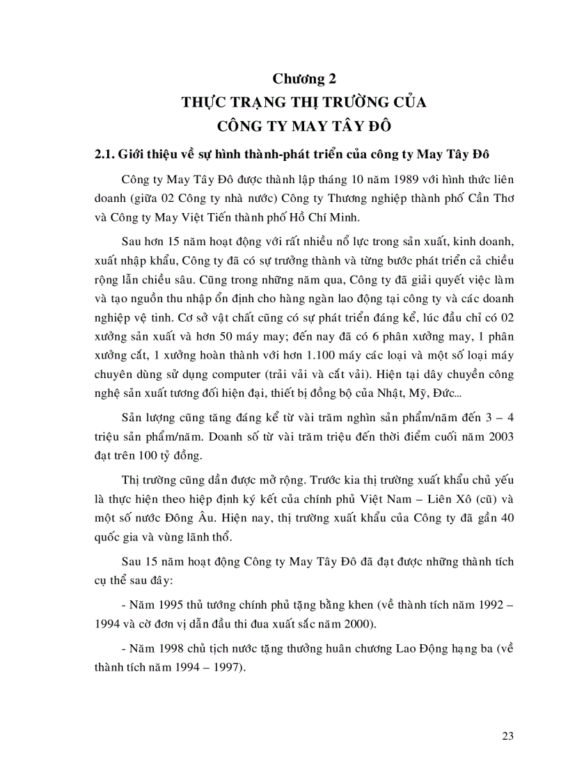 image for page Một số giải pháp góp phần mở rộng thị trường xuất khẩu cho Công ty may Tây Đô đến năm 2010