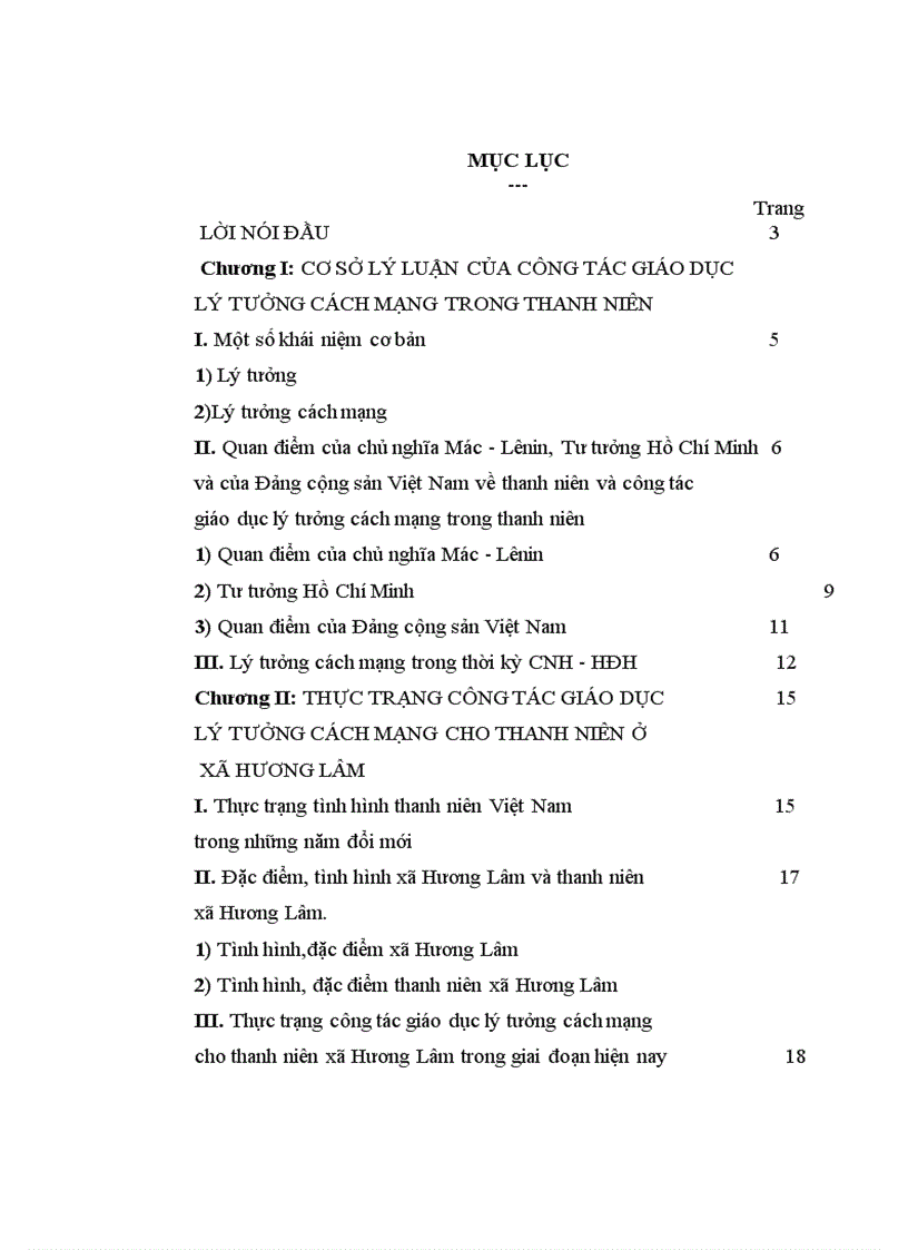 image for page Tiểu luận Thực trạng và giải pháo nâng cao chất lượng công tác giáo dục lý tưởng cách mạng cho thanh niên xã Hương Lâm Phú Thọ