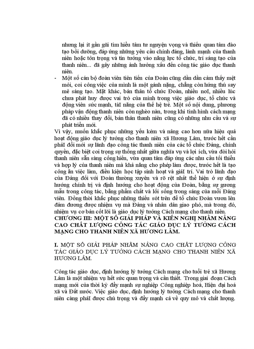 image for page Tiểu luận Thực trạng và giải pháo nâng cao chất lượng công tác giáo dục lý tưởng cách mạng cho thanh niên xã Hương Lâm Phú Thọ