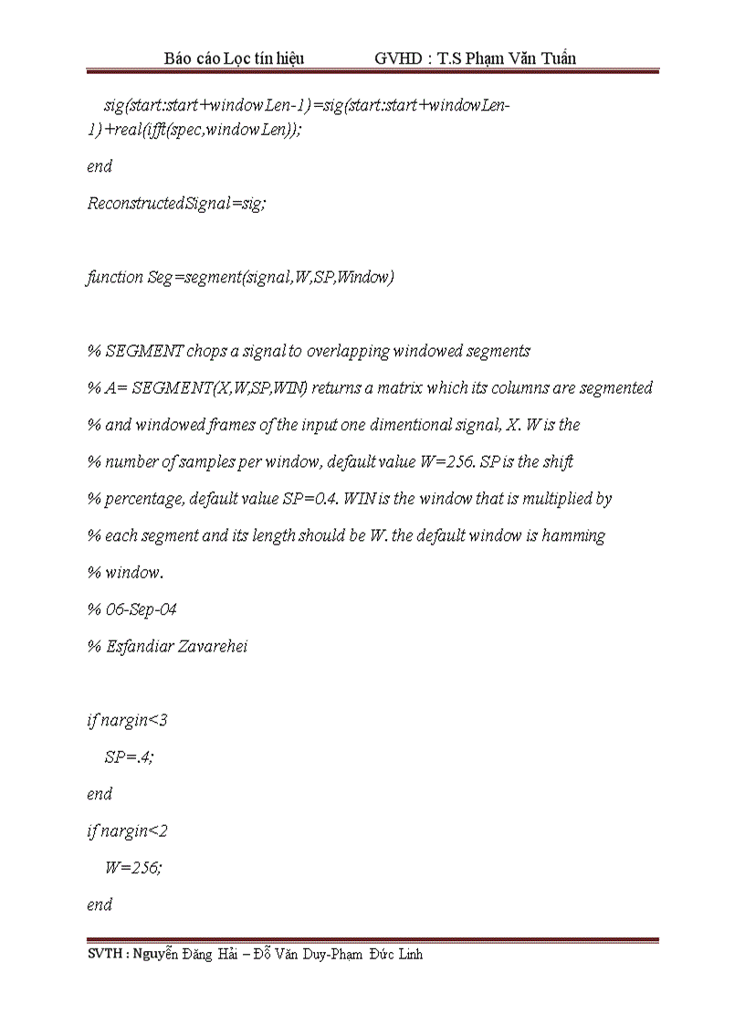 image for page Lọc tín hiệu có code matlab đi kèm