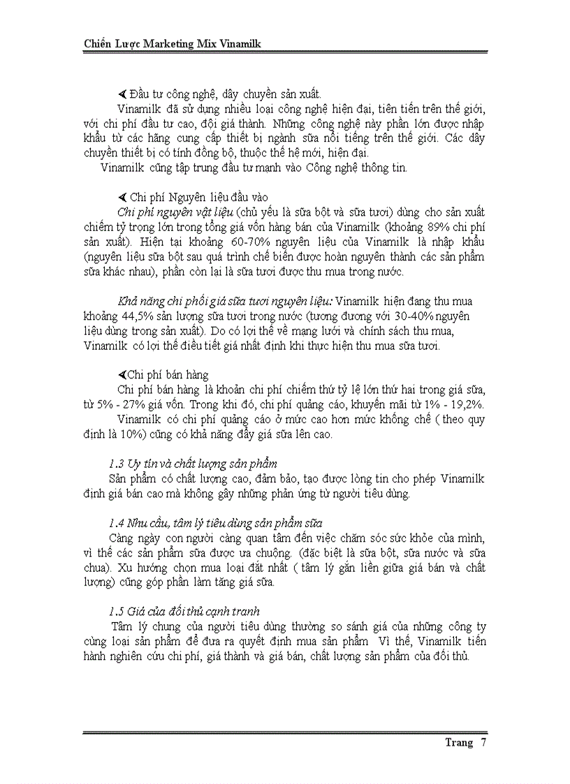 image for page Chiến Lược Marketing Mix của Vinamilk