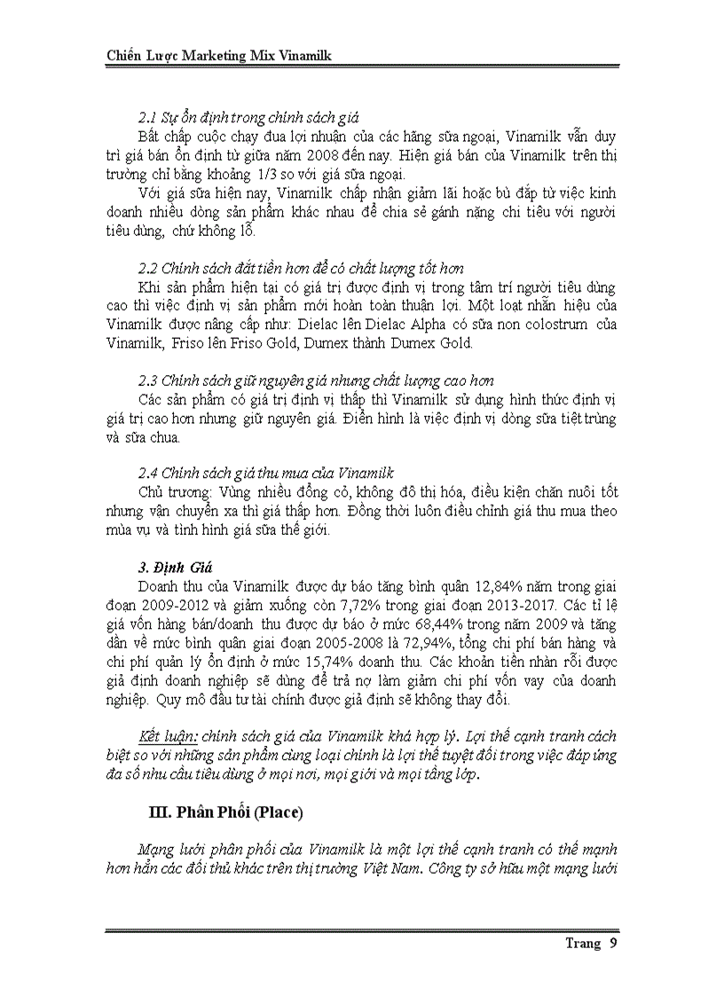 image for page Chiến Lược Marketing Mix của Vinamilk