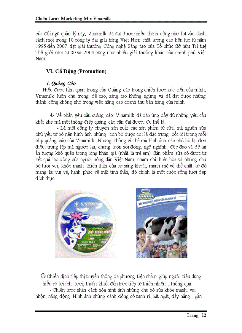 image for page Chiến Lược Marketing Mix của Vinamilk