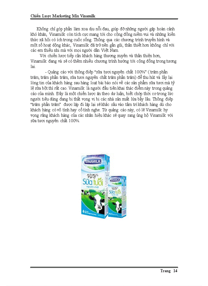 image for page Chiến Lược Marketing Mix của Vinamilk