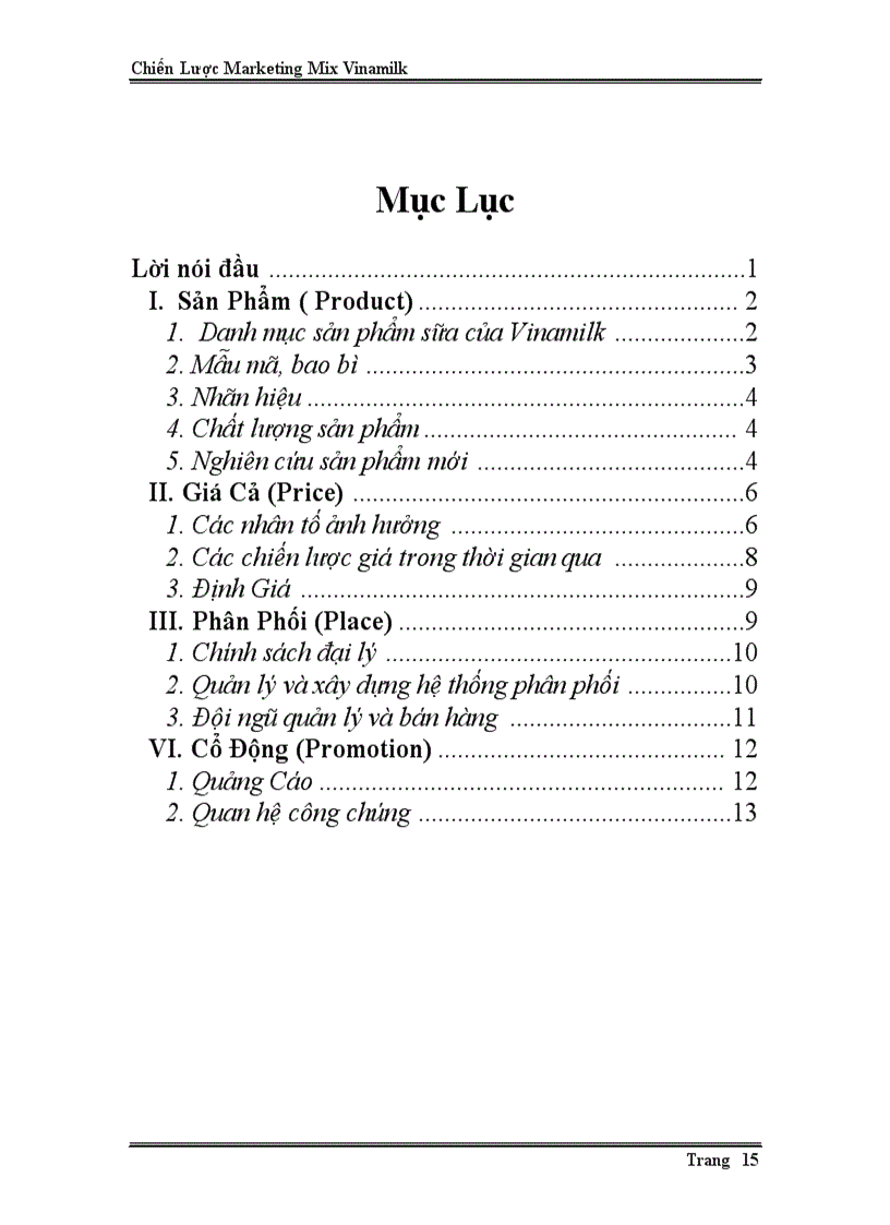 image for page Chiến Lược Marketing Mix của Vinamilk