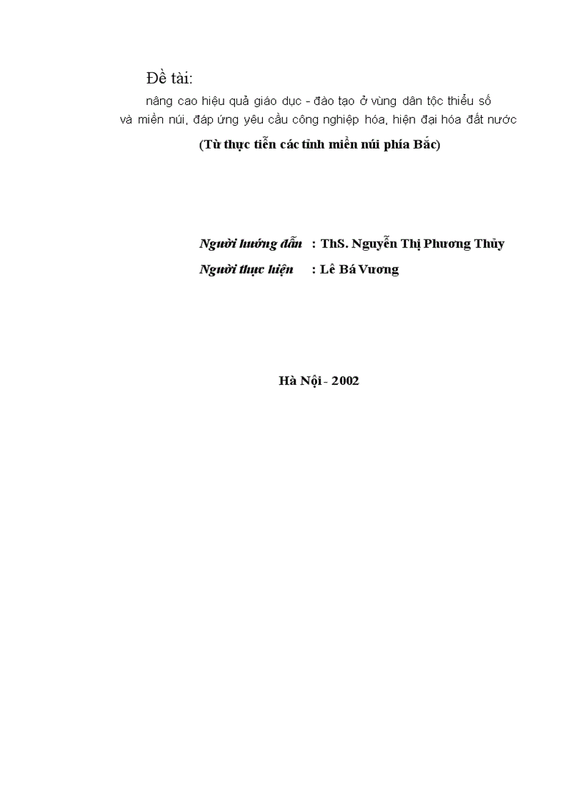 image for page Nâng cao hiệu quả giáo dục đào tạo ở vùng dân tộc thiểu số và miền núi đáp ứng yêu cầu công nghiệp hóa hiện đại hóa đất nước Từ thực tiễn các tỉnh miền núi phía Bắc