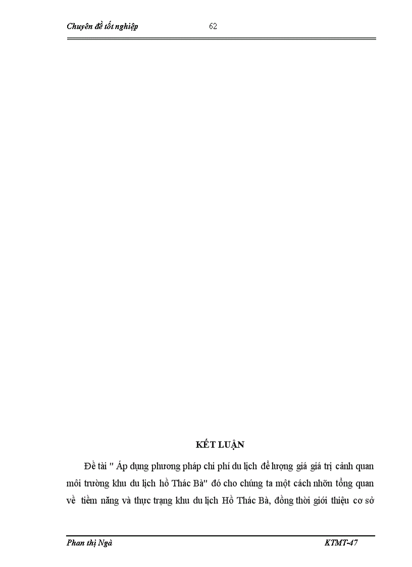 image for page Lượng giá giá trị cảnh quan khu du lịch hồ thác bà bằng phương pháp chi phí du lịch