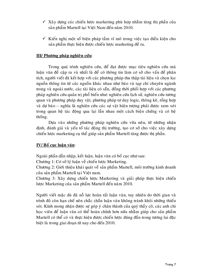 image for page Xây dựng chiến lược marketing của sản phẩm Martell tại thị trường Việt nam từ nay cho đến năm 2010
