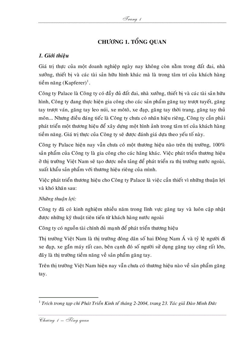 image for page Xây dựng các bước phát triển thương hiệu của sản phẩm cho công ty Palace ở thị trường Việt Nam
