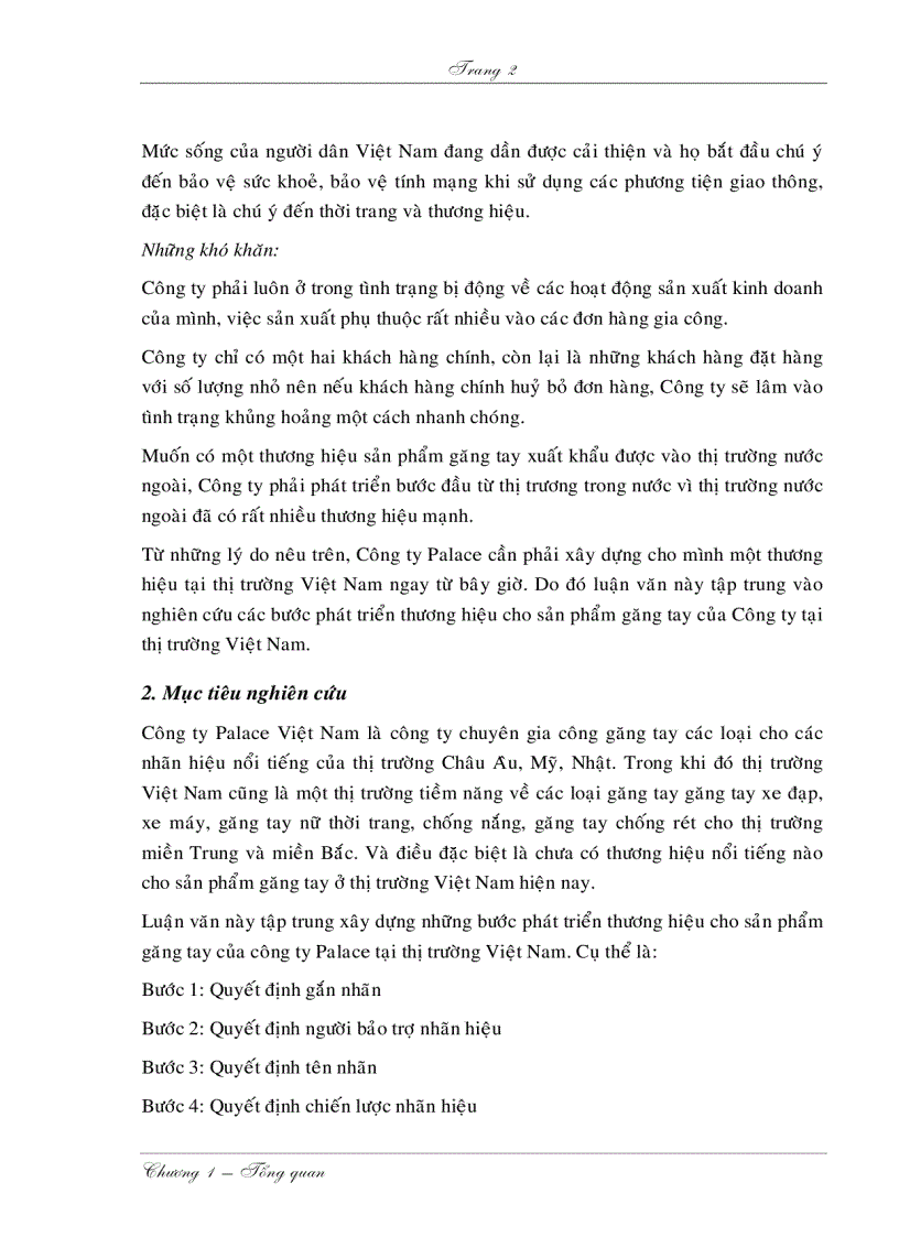 image for page Xây dựng các bước phát triển thương hiệu của sản phẩm cho công ty Palace ở thị trường Việt Nam