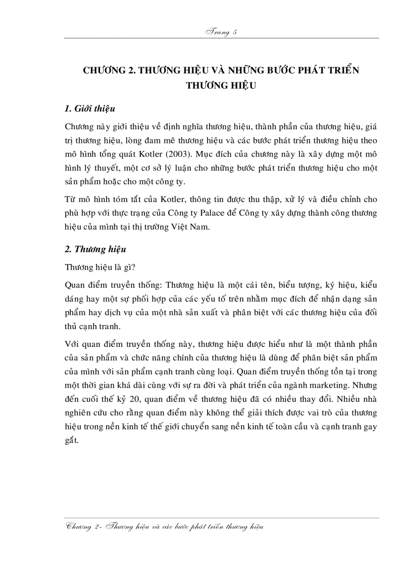 image for page Xây dựng các bước phát triển thương hiệu của sản phẩm cho công ty Palace ở thị trường Việt Nam