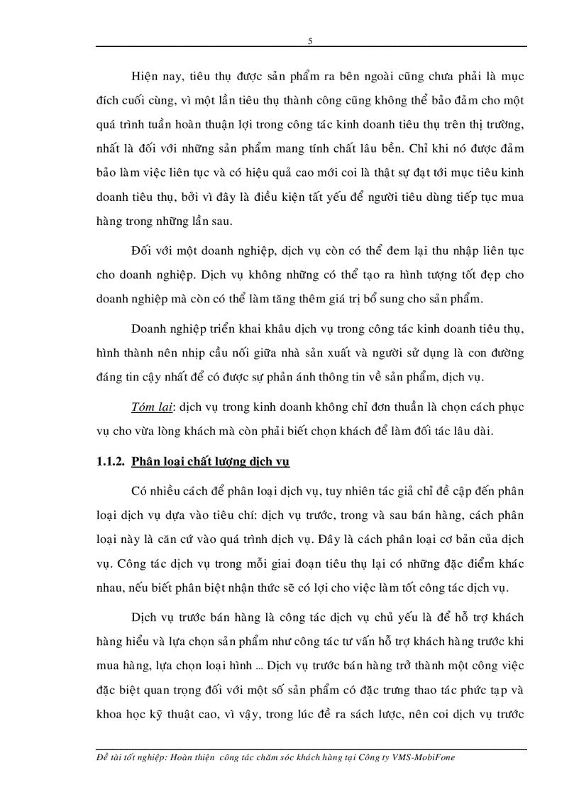 image for page Hoàn thiện công tác chăm sóc khách hàng tại Công ty VMS MobiFone