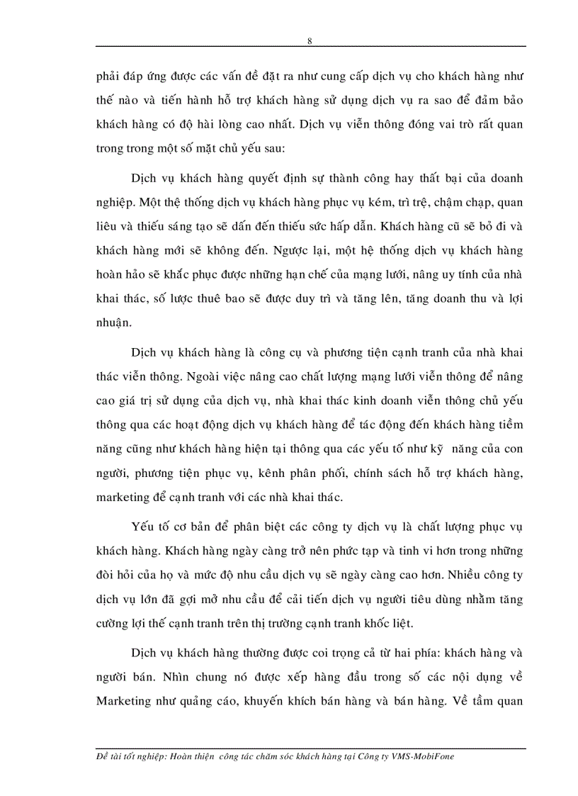 image for page Hoàn thiện công tác chăm sóc khách hàng tại Công ty VMS MobiFone