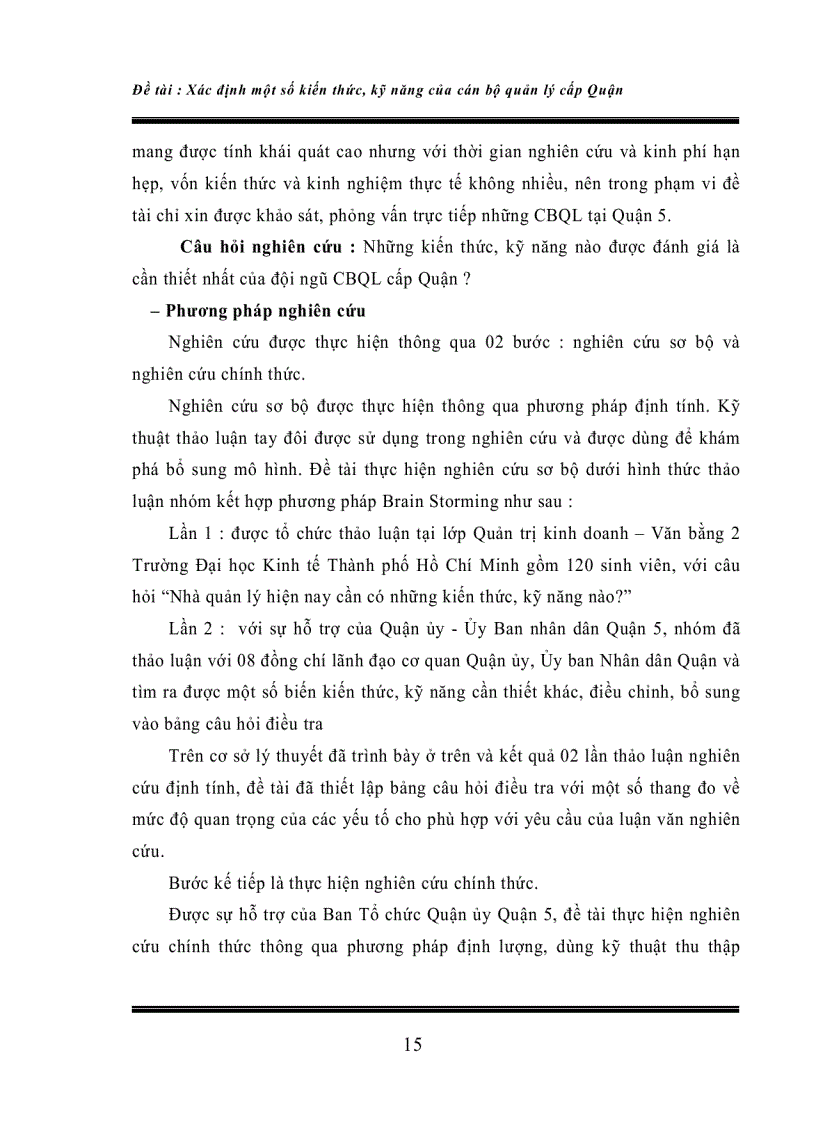 image for page Xác định kiến thức kỹ năng cần thiết của cán bộ quản lý cấp quận