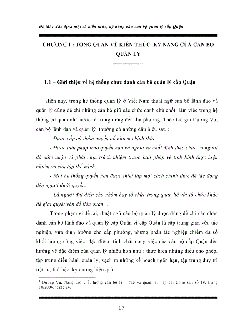 image for page Xác định kiến thức kỹ năng cần thiết của cán bộ quản lý cấp quận