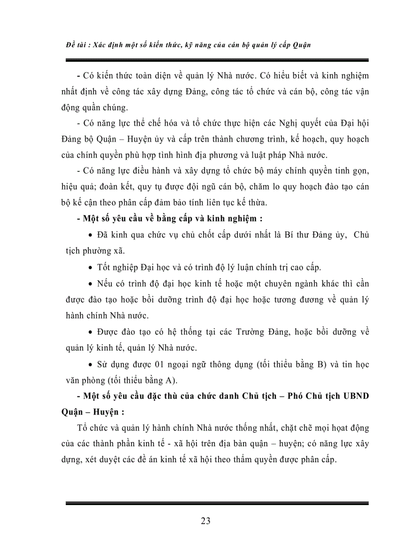 image for page Xác định kiến thức kỹ năng cần thiết của cán bộ quản lý cấp quận