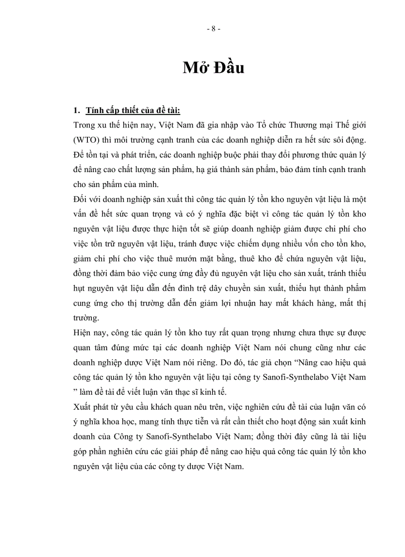 image for page Giải pháp nâng cao hiệu quả quản lý tồn kho nguyên vật liệu tại Sanofi Synthelabo Việt Nam