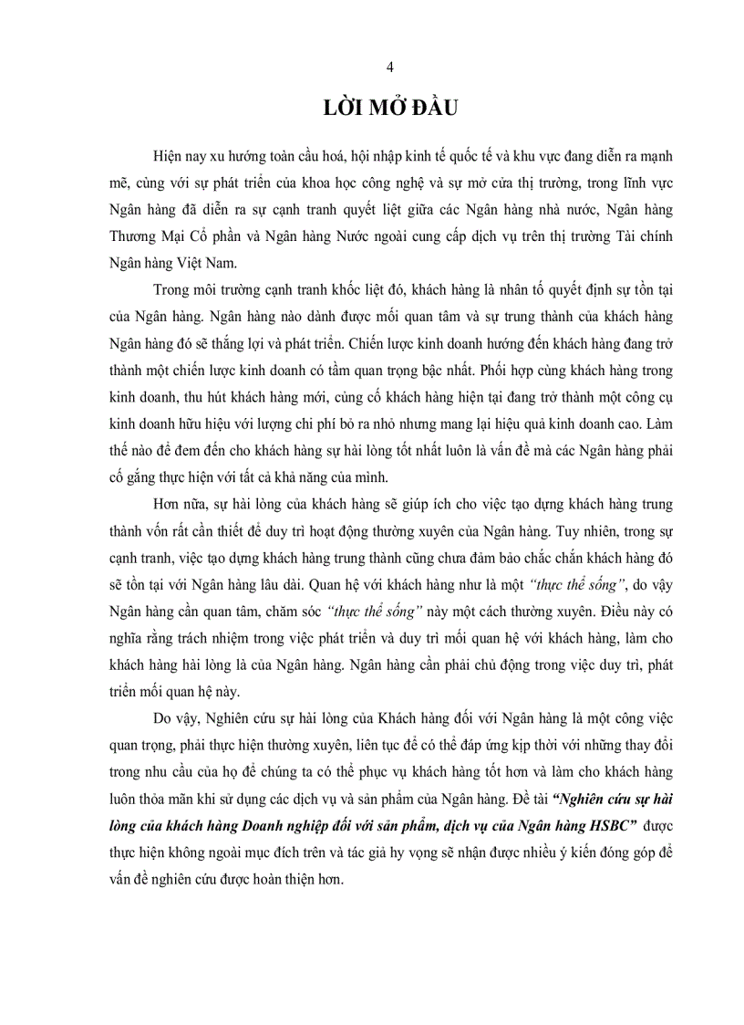 image for page Nghiên cứu sự hài lòng của khách hàng Doanh nghiệp đối với sản phẩm dịch vụ của Ngân hàng HSBC