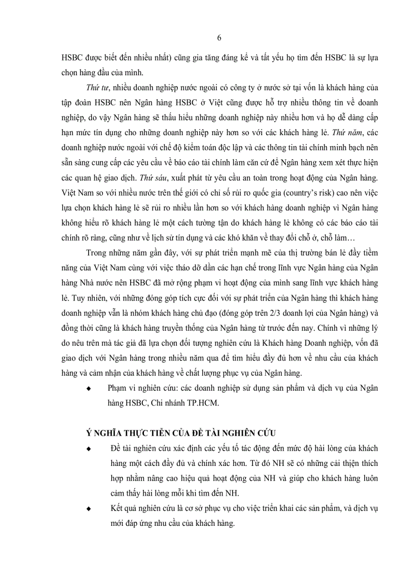 image for page Nghiên cứu sự hài lòng của khách hàng Doanh nghiệp đối với sản phẩm dịch vụ của Ngân hàng HSBC