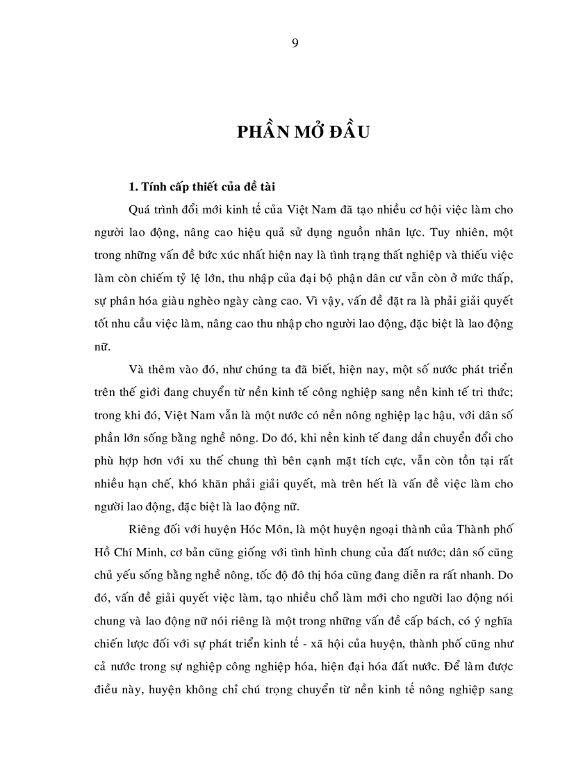 image for page Giải pháp nhằm nâng cao hiệu quả giải quyết việc làm cho lao động nữ trong quá trình phát triển kinh tế xã hội huyện hóc môn